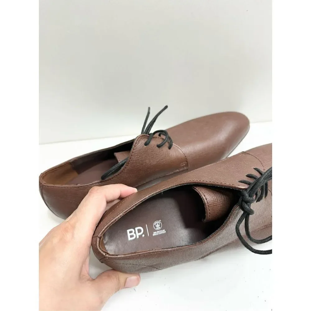 BP Derby Shoes Mens Size 9.5 Brown‎ Textured Leather Plain Toe Shoes NEW